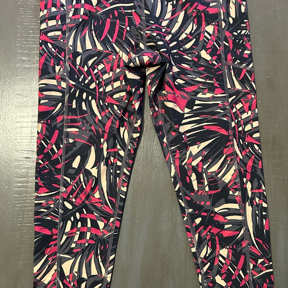 DKNY Black and Pink Patterned Leggings
